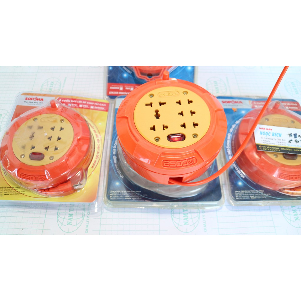 Ổ Cắm Điện Lõi sứ công suất cao ,chống cháy SOPOKA 2500w - Ổ Cắm Đa Năng Loại Quay , Cuốn Tròn