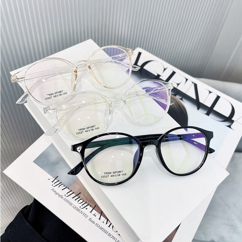 Mắt Kính Gọng Tròn TR90 Chống Ánh Sáng Xanh Trong Suốt Thời Trang Hàn Quốc