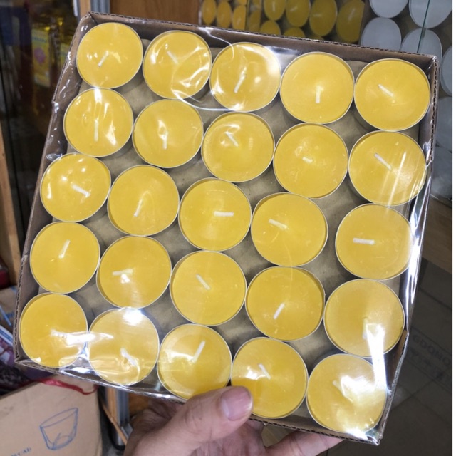 Nến Tealight đỏ đốt đèn xông tinh dầu - đèn cầy trang trí viên tròn mini cháy hơn 4 giờ