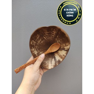 Combo Chén Gáo Dừa Trái Tim tặng Muỗng Gỗ Dừa