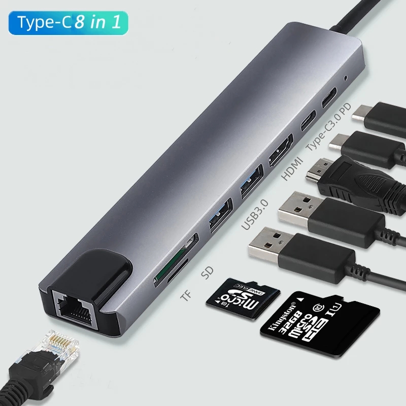 Cáp Sạc Usb 3.0 Type C 8 Trong 1 6 Trong 1 Cho Macbook