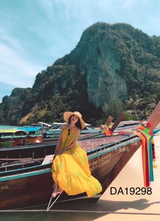 ĐẦM MAXI CỔ YẾM LỤA HOA