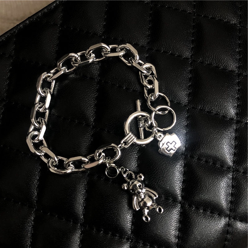 Vòng Tay Gắn Mặt Hình Gấu Cá Tính Phong Cách Hip-Hop