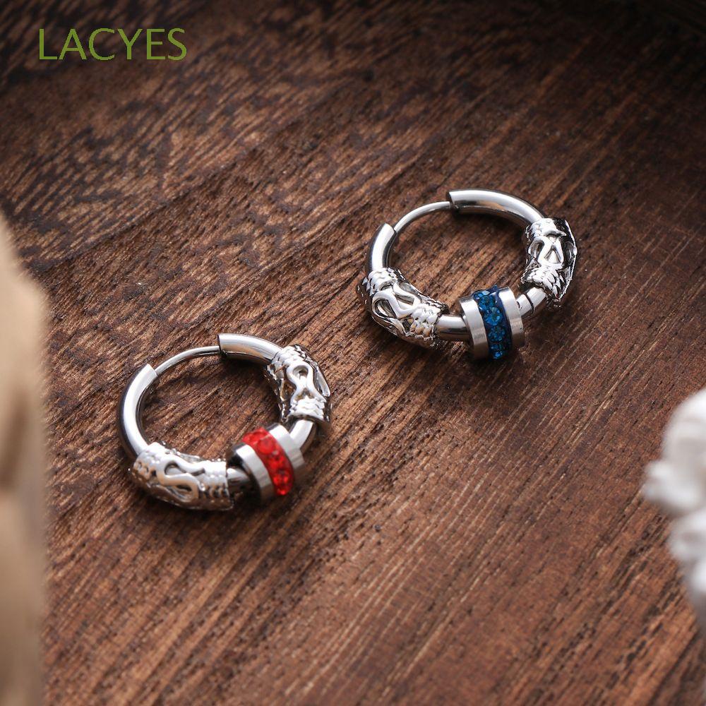 Bông tai tròn bằng thép không gỉ mẫu rồng phong cách hiphop thời trang cho nam