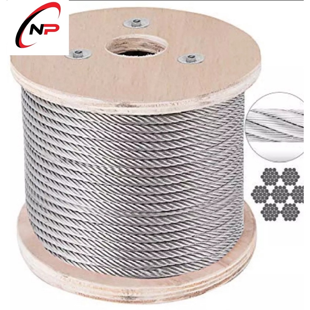 Dây Cáp Inox 304 2mm loại tốt chống rỉ sét,ăn mòn.làm dây phơi quần áo,trang trí nhà cửa...Size 10met 20met 30met 40met.