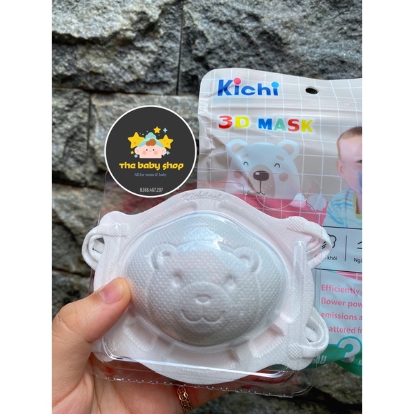 (SẴN HCM ) KHẨU TRANG GẤU KICHI CHO BÉ ( 1 set 3 cái )