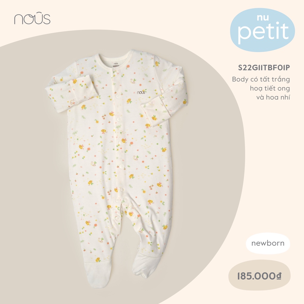 Bộ bodysuit liền tất kẻ petit nous