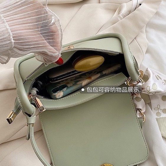 Túi đeo vai , túi đeo chéo dây xích phối lụa, khóa tròn kiểu mới 2022 SL46