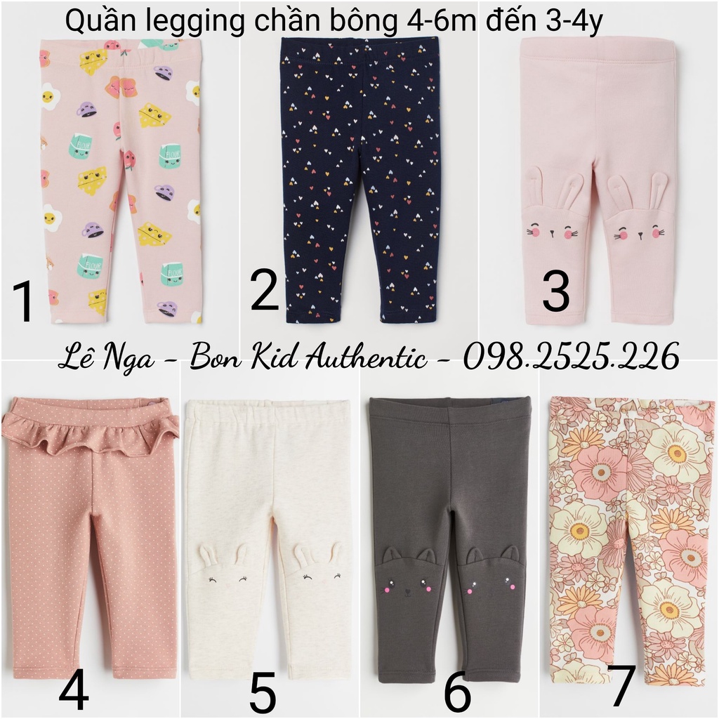 [ỐNG ÔM] Quần legging chần bông nhẹ HM UK/CN sz từ 4-6m đến 3-4y (ĐỌC KỸ LƯU Ý A)