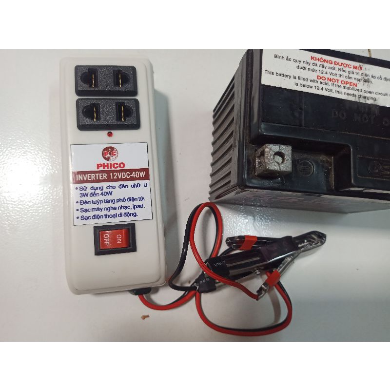 Inverter chuyển điện 12v sang 220v từ bình xe máy, ô tô 40W