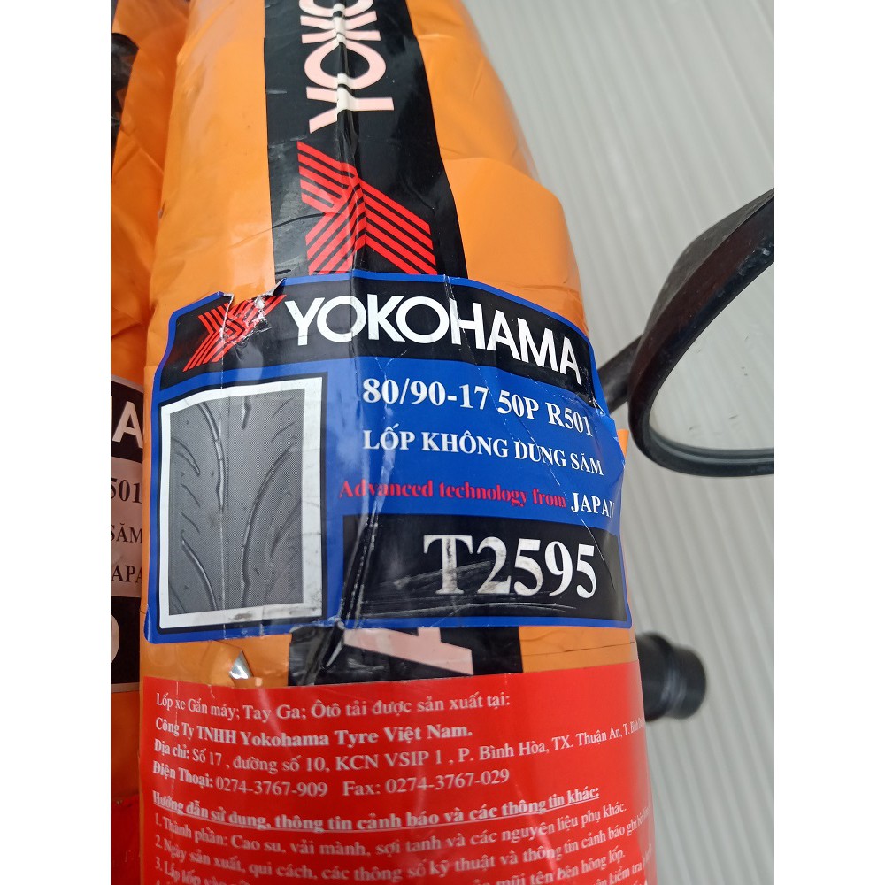 Lốp xe máy YOKOHAMA 80/90-17 không dùng săm