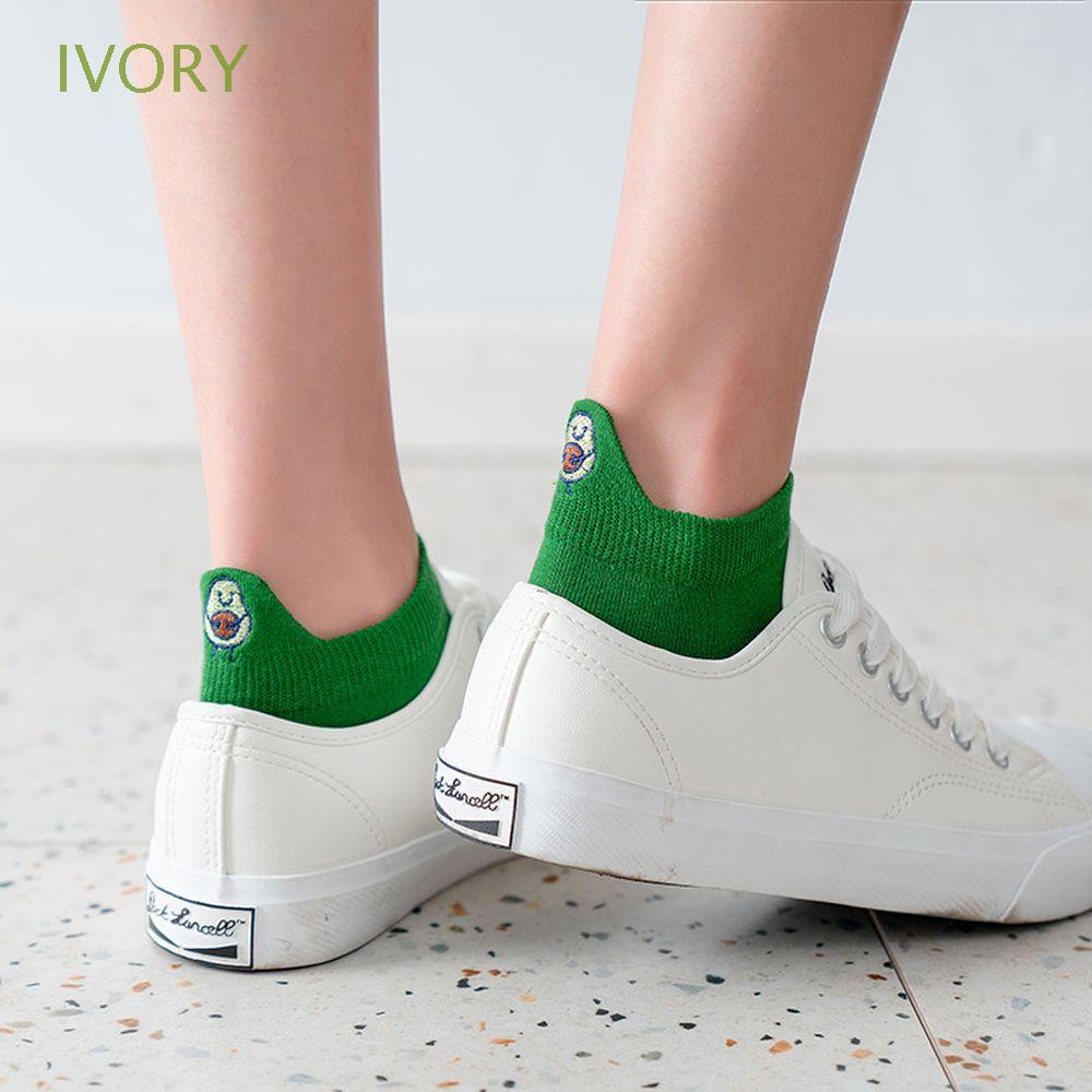 Vớ Cotton Thoáng Khí Màu Xanh Lá In Họa Tiết Trái Cây Thời Trang Mùa Hè Cho Nữ