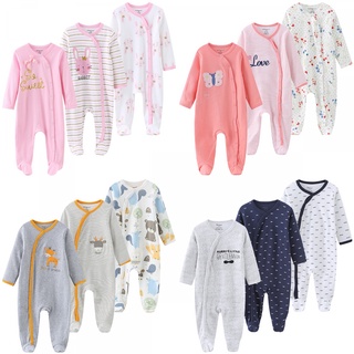 Mẫu thỏ Sơ sinh Bé gái Quần áo Bông sơ sinh Rompers Áo liền quần Bé trai Trang phục Dài tay cho Bé 3 cái Bộ thời trang