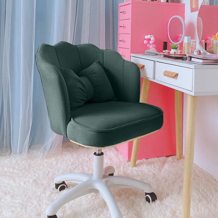 Ghế xoay tặng gối nơ, Ghế nỉ ngồi bàn trang điểm makeup decor, có tựa lưng, thư giãn, học tập, đệm êm