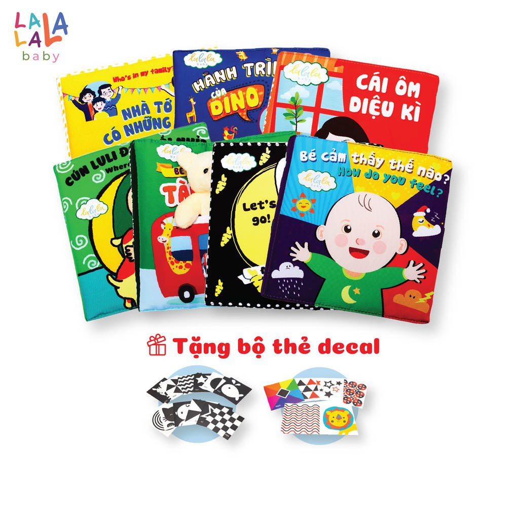 [Chính hãng] Sách vải đa tương tác Lalala Baby nhiều chủ đề, kích thước lớn 18x18cm