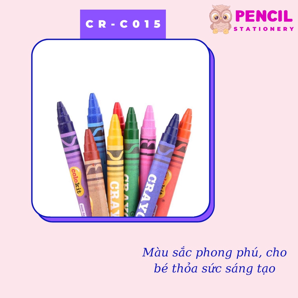 Bút Sáp Màu Thiên Long CR-C04/C015/C016 Hộp 10 12 Màu, Văn Phòng Phẩm Sáp Màu Tập Tô Vẽ Cho Bé