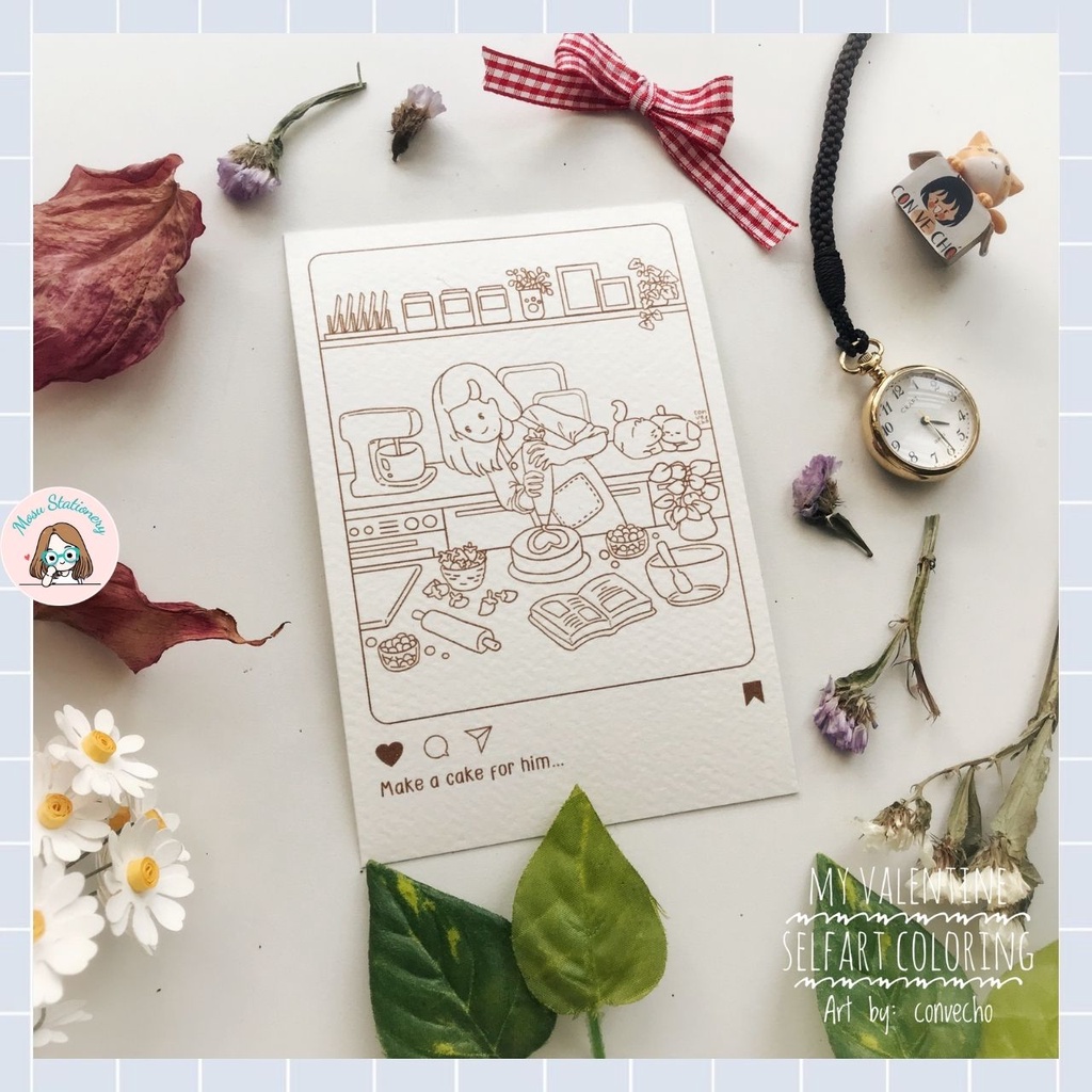 Tranh tô màu - "IN LOVE" của hoạ sĩ @convecho, 5 tranh giấy coldpress 300gsm