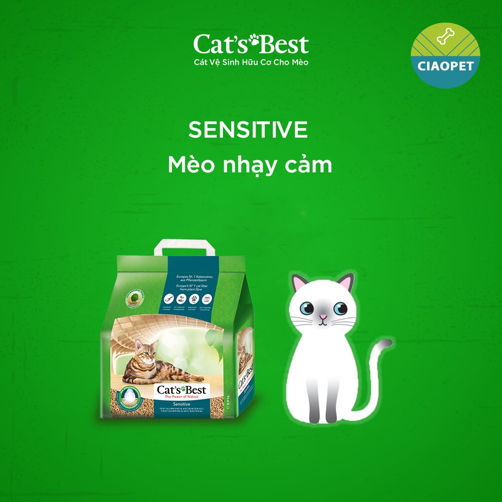 [8L] Cát vệ sinh hữu cơ cho mèo - Cat's Best Sensitive (2.9kg)