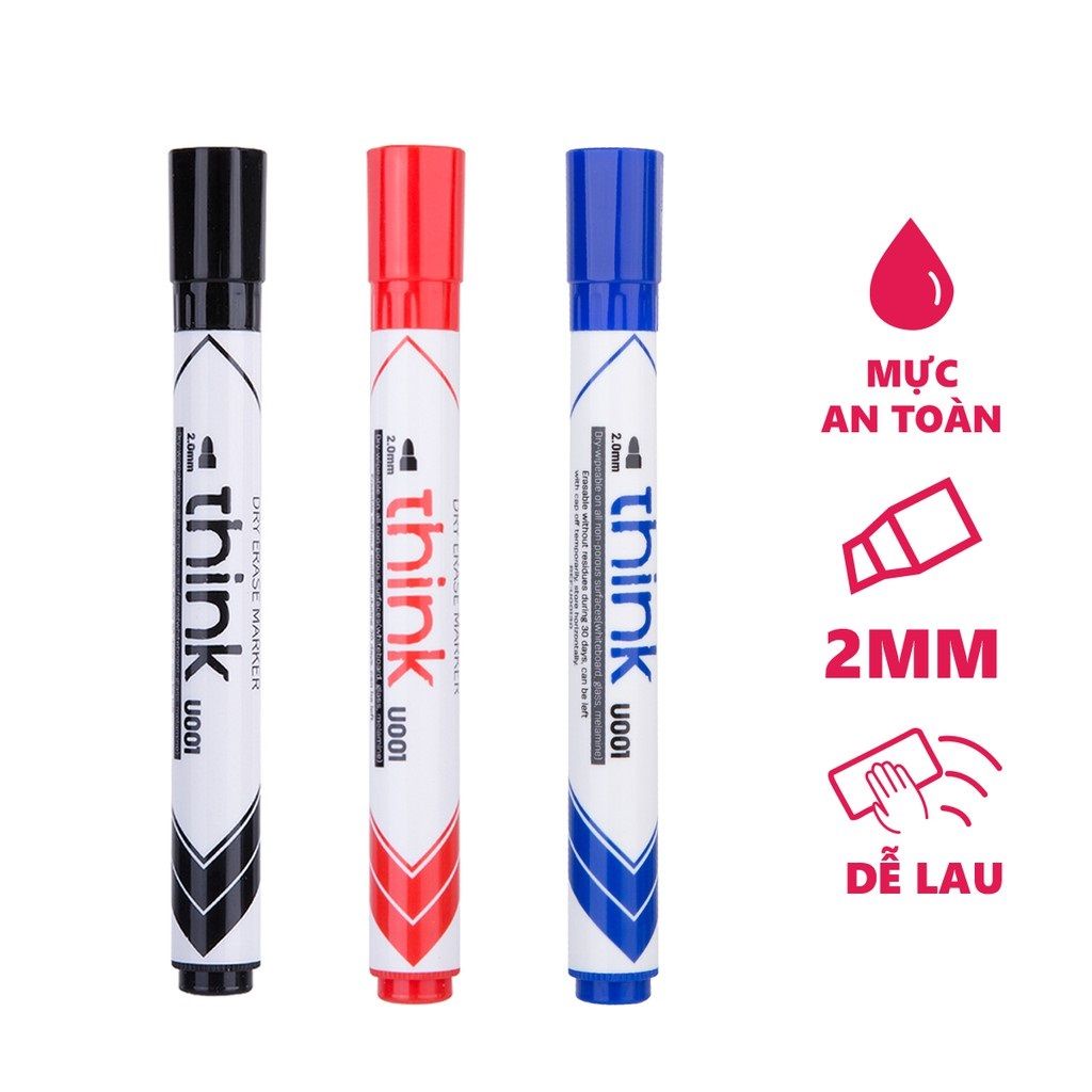 Bút dạ viết bảng xóa được Deli - EU 00120 / 00130 / 00140 - Màu đen/xanh/đỏ