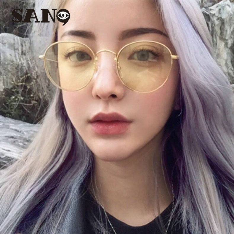 Kính mát gọng tròn bằng kim loại phong cách thời trang retro dành cho nam và nữ