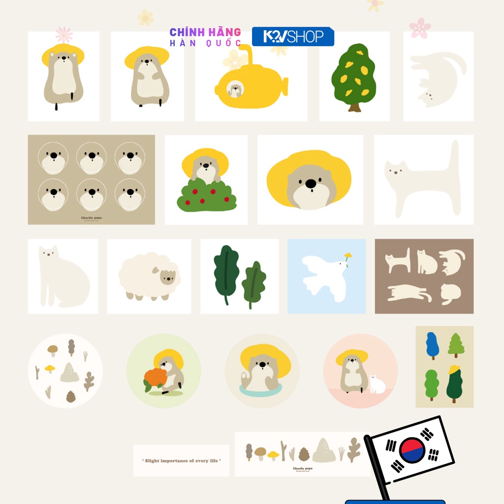 [Charlie Papa] Miếng Dán Sticker Trang Trí Hình Charliepapa Đáng Yêu