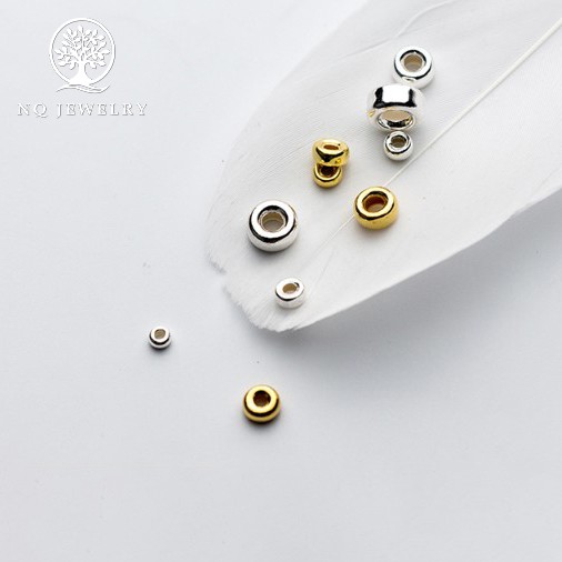 Charm bi bạc hạt dẹp - hạt cườm bạc - NQ Jewelry