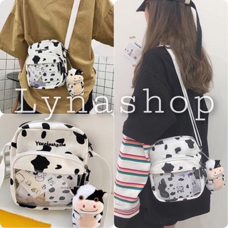 Túi Vải Đeo Chéo Bò Sữa 🍉 Túi Tote Đeo Vai Khóa Kéo Ngăn Nhỏ 🍉 túi nữ nhỏ xinh thiết đẹp