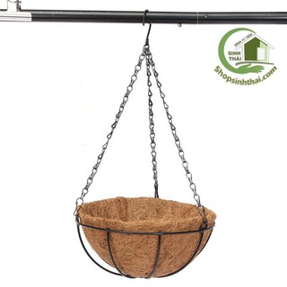 Chậu treo trồng cây xơ dừa khung sắt 25cm - giao kiểu ngẫu nhiên