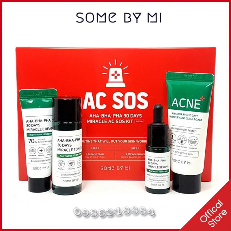 Bộ 4 món giảm mụn trong 30 ngày Some By Mi AHA-BHA-PHA 30 Days Miracle AC SOS Kit