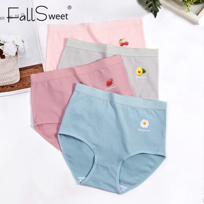 Set 3 quần lót Fallsweet vải cotton lưng cao size lớn thoáng mát thời trang M-XXXL