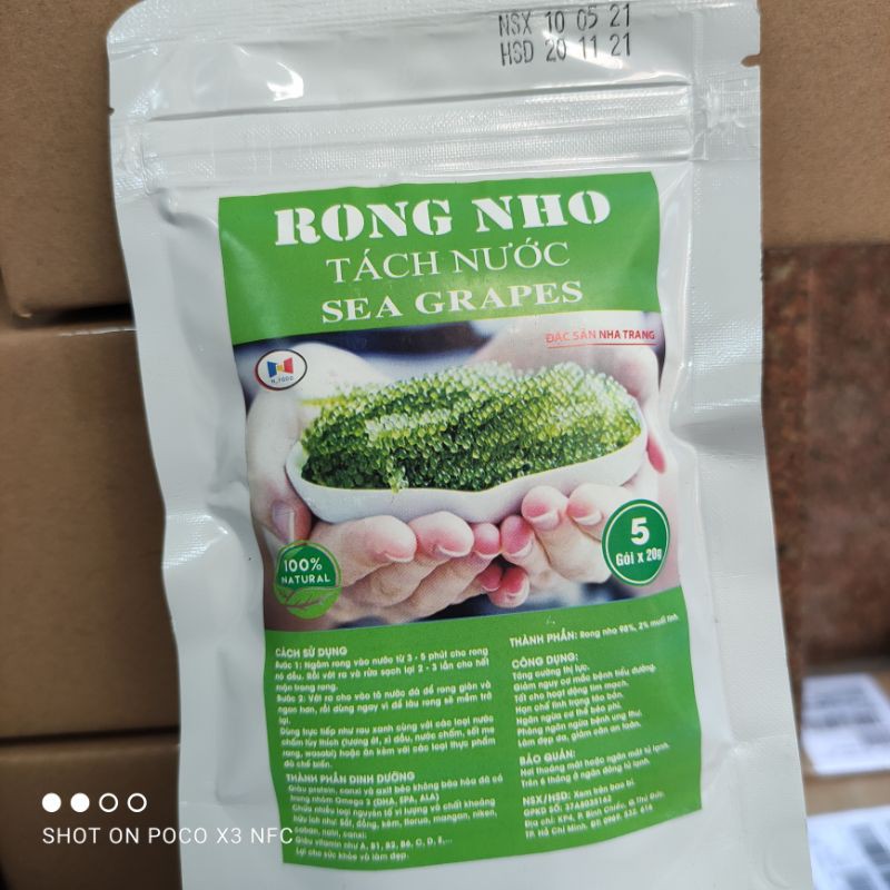 Rong nho tách nước - loại 100gr (5 gói x 20gr) - tặng 1 gói sốt mè | BigBuy360 - bigbuy360.vn