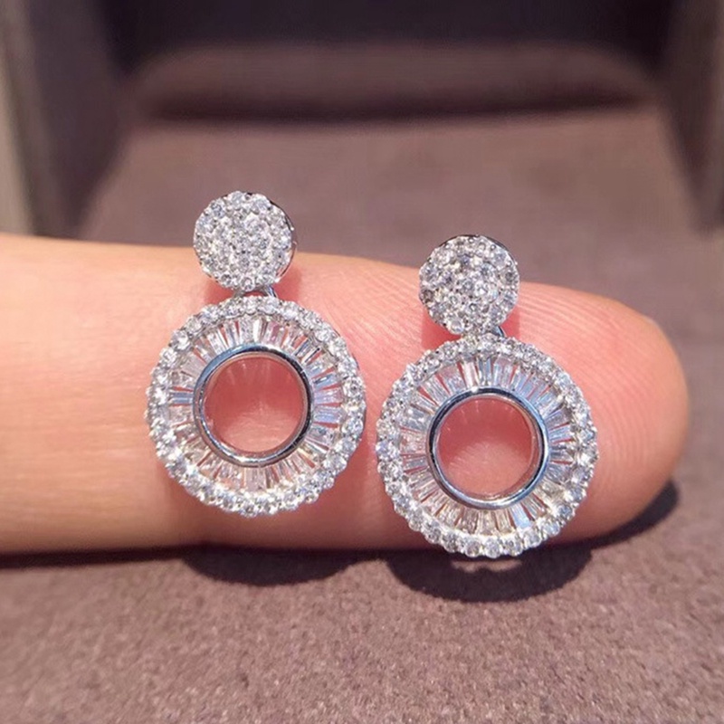 Đôi Khuyên Tai Dài Đính Đá Zircon Thời Trang Cho Nữ