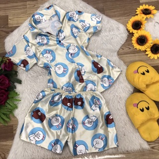 Bộ ngủ phi bóng Pijama gấu line