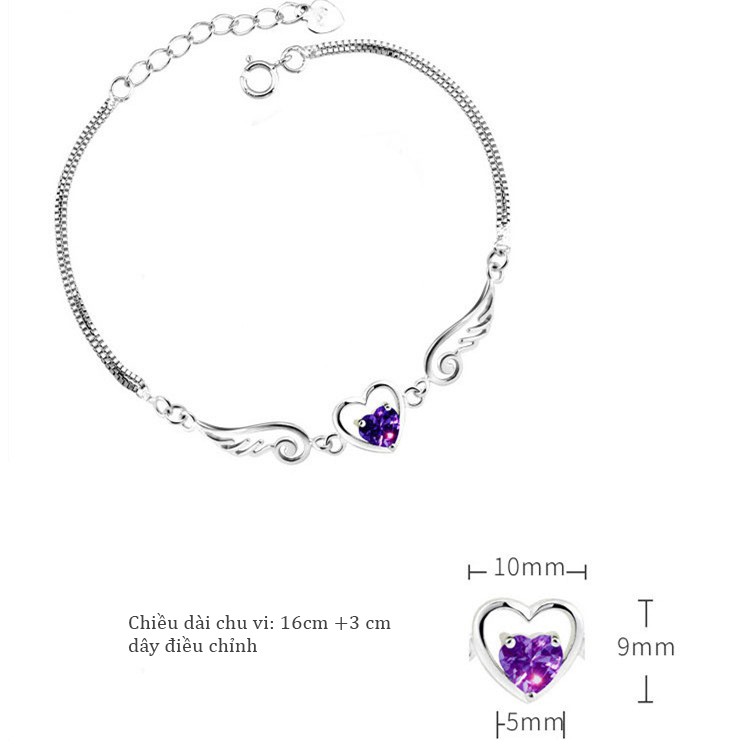 Lắc Tay Bạc Nữ Trái Tim Tình Yêu Và Đôi Cánh Thiên Thần XB-L13 - Bảo ngọc jewelry