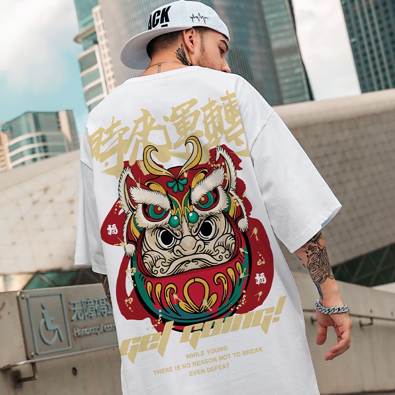 Áo Thun Tay Ngắn Cổ Tròn In Họa Tiết Thời Trang Nam Phong Cách Hàn Quốc Size M-5XL