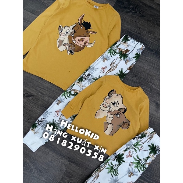 B345 - Bộ cotton lionking dài tay bé trai &amp; bé gái