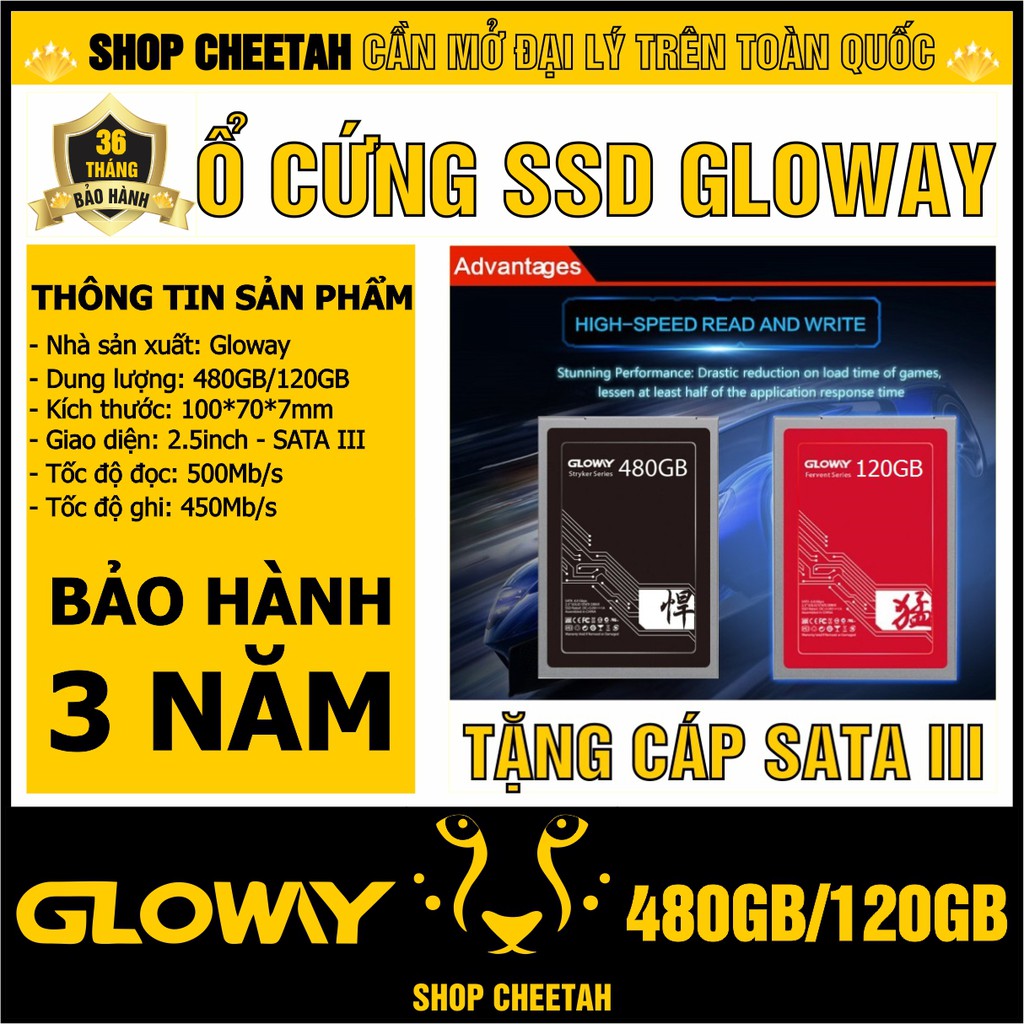 Ổ cứng SSD Gloway 480GB & 120GB – CHÍNH HÃNG – Bảo hành 3 năm – SSD 480GB – SSD 120GB – Tặng cáp Sata 3.0