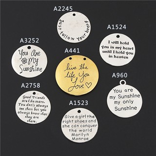 1 Mặt Dây Chuyền Khắc Chữ you are my sunshine my only sunshine Bằng Kim Loại Màu Bạc / Vàng Cổ Điển diy