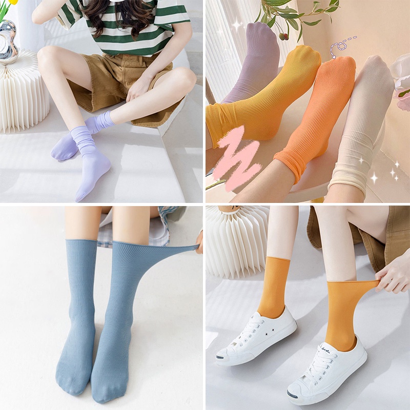 Vớ Ống Lửng Màu Sắc Đơn Giản Thời Trang Mùa Hè Cho Nữ