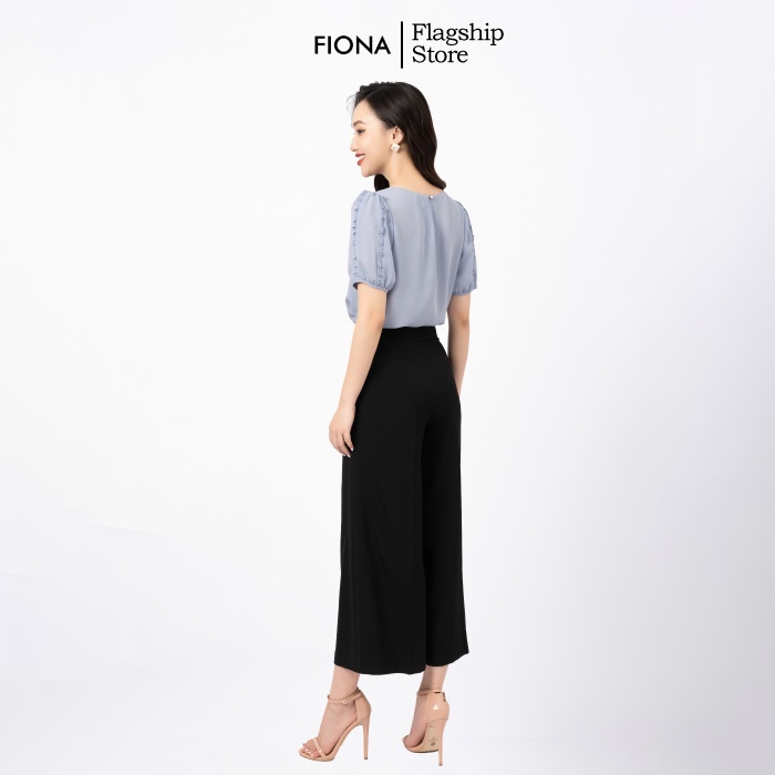 Quần ống suông nữ FIONA quần dài nữ chất tuytsi mềm mịn thoải mái nắp túi trang trí F351007
