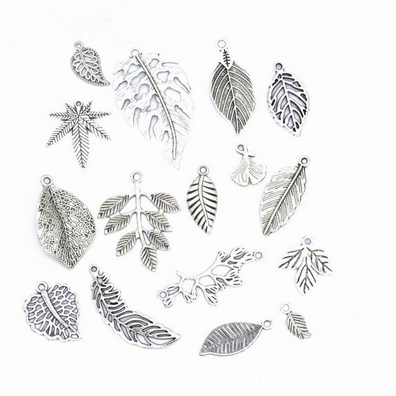 Set 16 Mặt Vòng cổ Bạc Hình Chiếc Lá Phong Cách Vintage