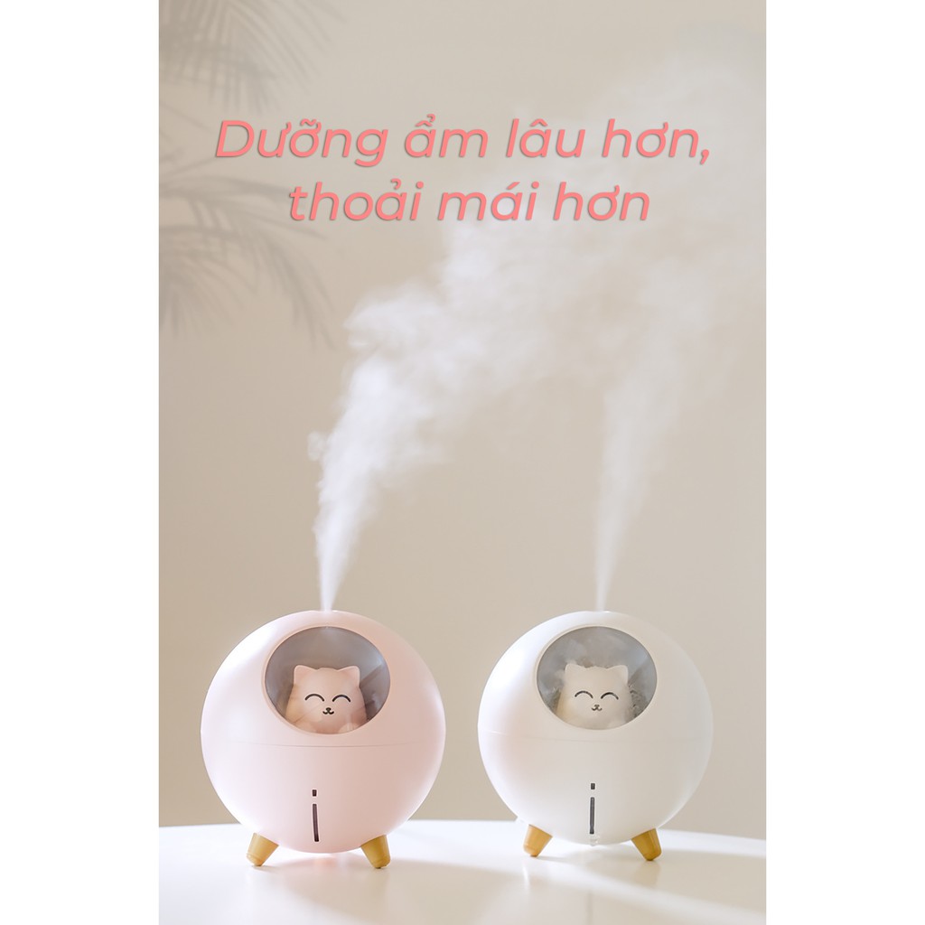 [GIÁ SỐC] - Máy Phun Sương Mini Tạo Ẩm không khí Giá Rẻ hình mèo dễ thương có đèn ngủ - IDEAL HOME