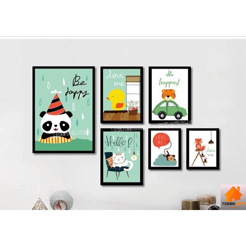 Tranh trang trí phòng cho bé, tranh vải canvas có khung treo tặng kèm đinh không cần khoan tường
