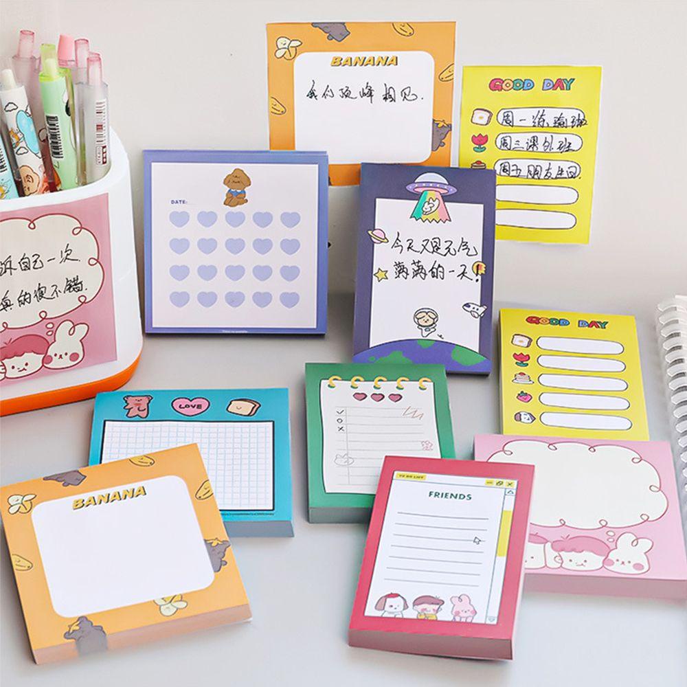 Set 50 Tờ Giấy Ghi Chú Họa Tiết Hoạt Hình Thỏ Gấu Dễ Thương Trang Trí Sổ Tay Nhật Ký