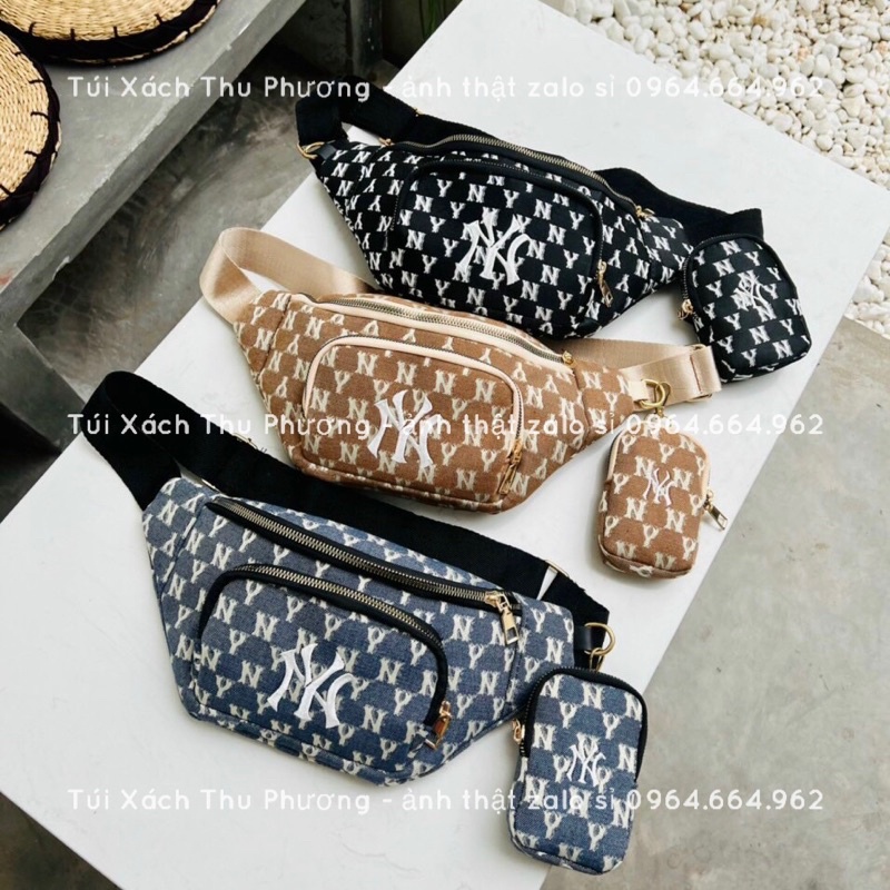 Sét đôi bao tử chữ N Y, túi đeo bụng thêu chữ 2 ngăn kèm túi nhỏ dành cho cả nam và nữ (ảnh thật shop chụp)
