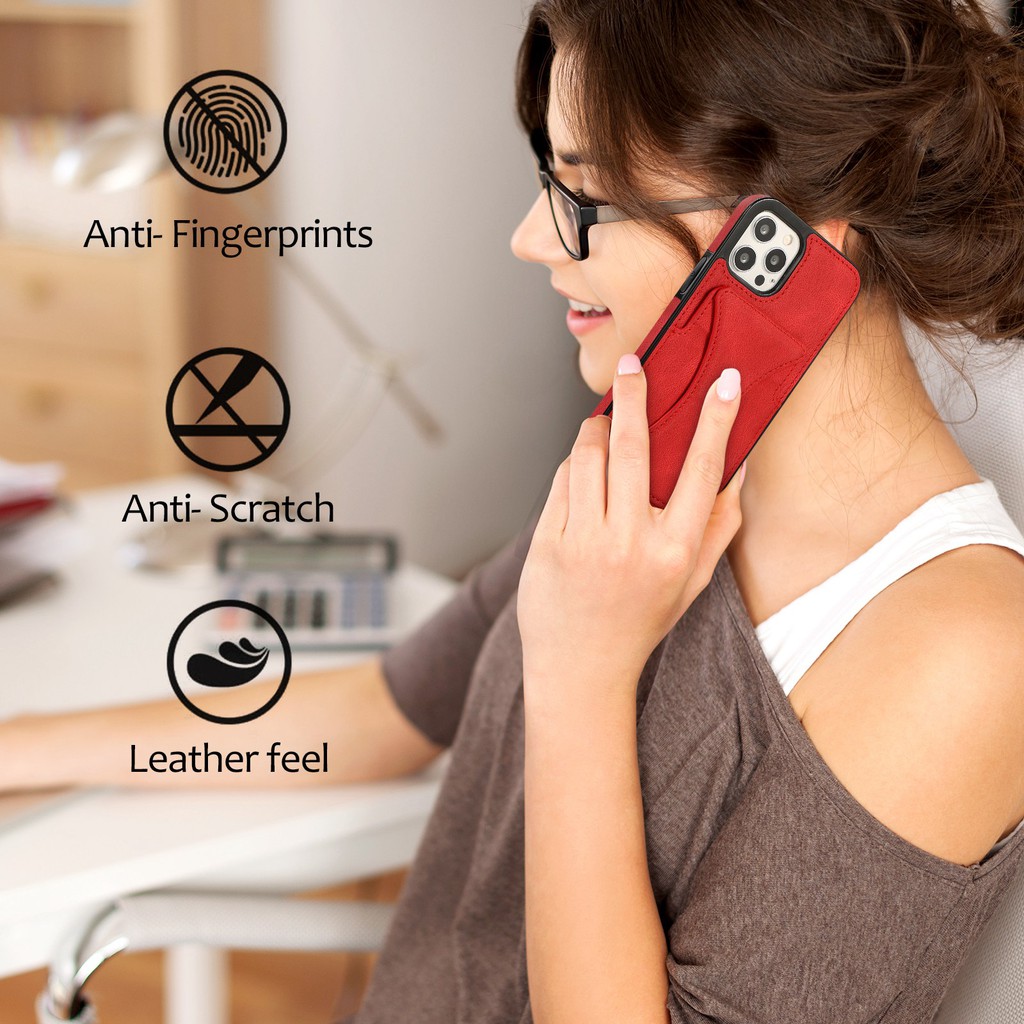 Ốp Lưng Da Có Giá Đỡ Và Ngăn Đựng Thẻ Cho Iphone 12 Pro Max Mini | BigBuy360 - bigbuy360.vn