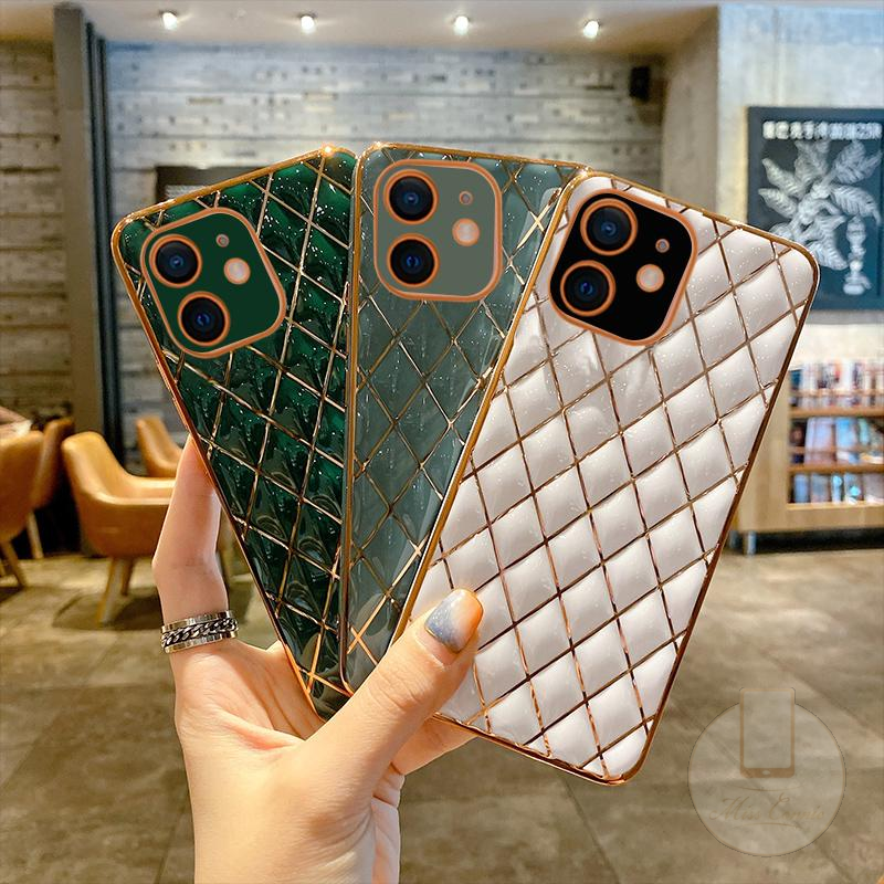 iPhone 12 Pro Max 11Pro Max XS Max XR X 6 6s 7 8 Plus Luxury Gold Diamond Geometric Pattern Phone Case Soft Silicone Back Cover