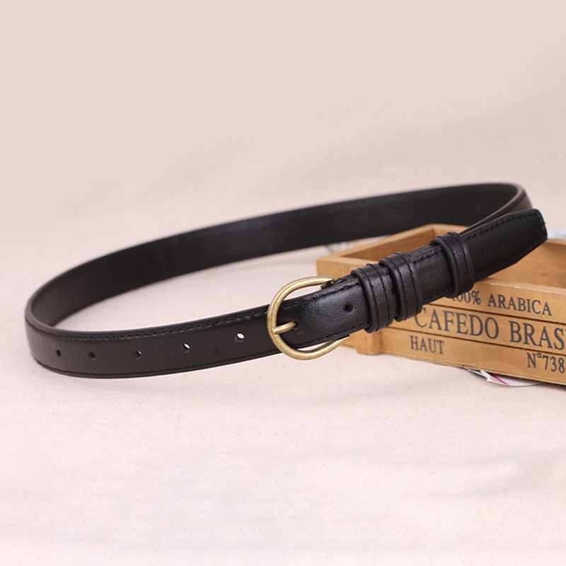 Thắt Lưng Da PU Màu Trơn Khóa Kim Loại Phong Cách Retro