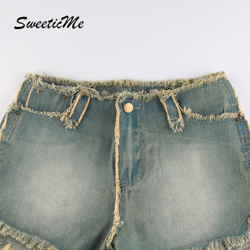 Quần Short Denim Viền Gợi Cảm Kiểu Mới Của SweeticMe Dành Cho Bạn Nữ