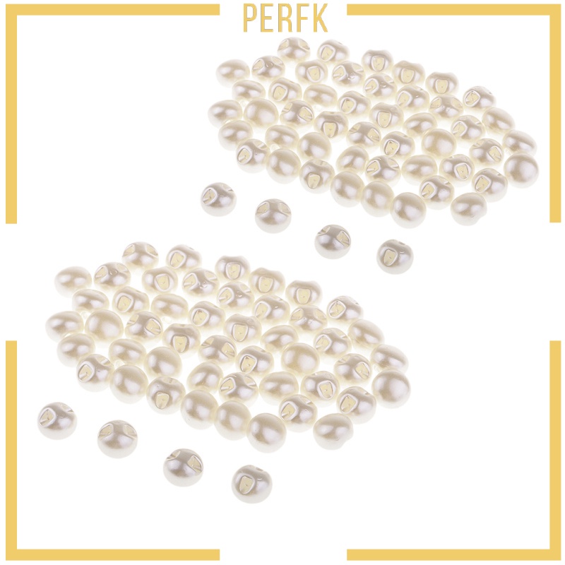 Set 50 Nút Ngọc Trai Màu Trắng 10mm Dùng Để Trang Trí Váy Cưới DIY